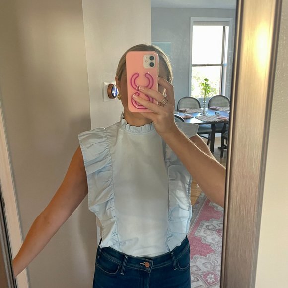 Blue Ruffle Top - Picture 2 of 4
